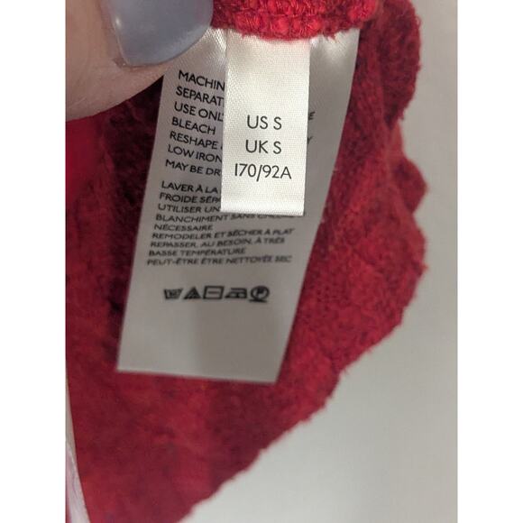 FREE PEOPLE Red Baja Babe Hacci Top Hoodie Womens Size Small Oversized Slouchy - Picture 6 of 10